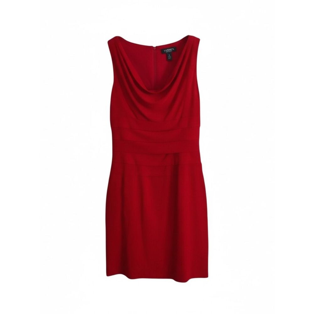 American‎ Living Layered Drape Stretch Sleeveless Mini Sheath Dress Red Size 6